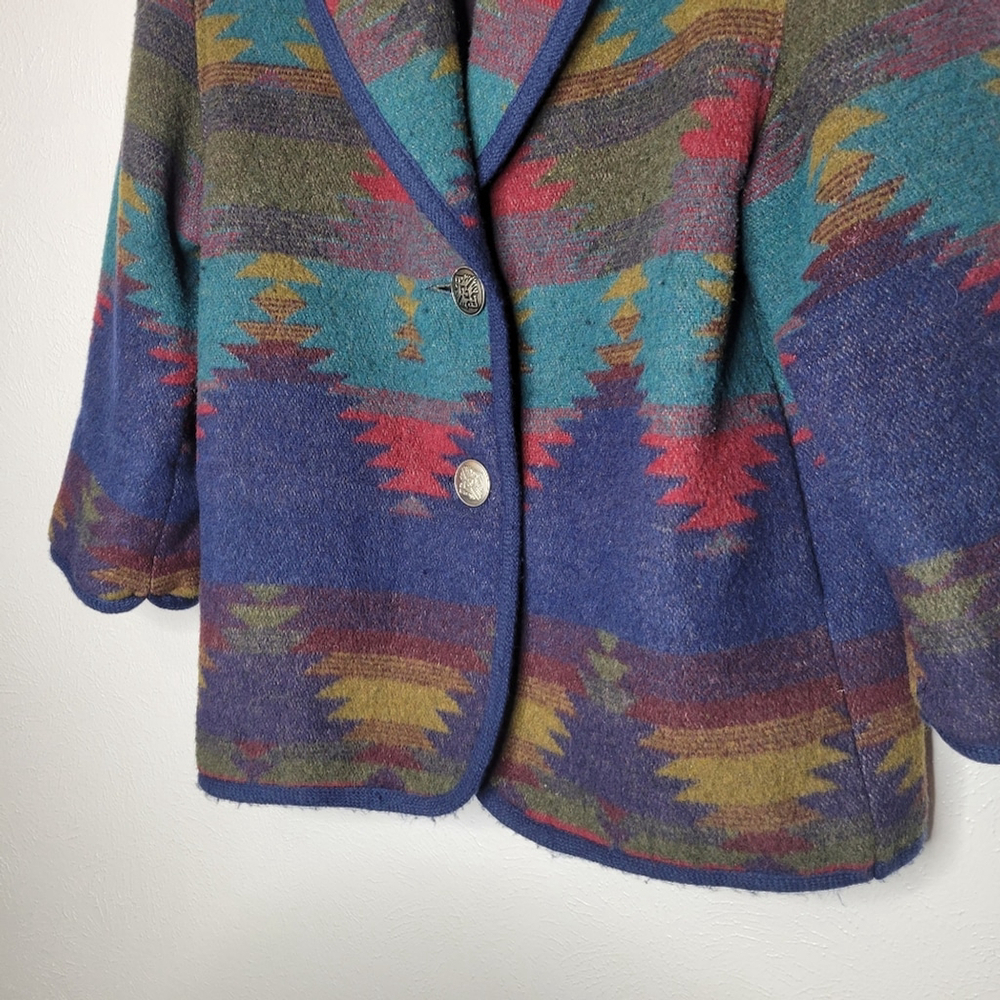 Vintage Wool Blend Aztec Print Jacket Women's Size Large - Picture 6 of 8